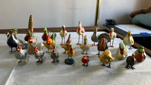 Antique German Putz Lot 23 Variety Bird Figurines Christmas Village Erzgebirge