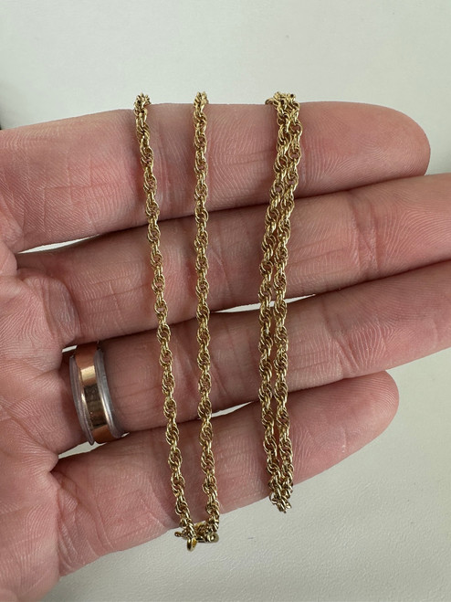 Vintage 12k Gold Filled 2 mm Rope Chain Necklace 19”