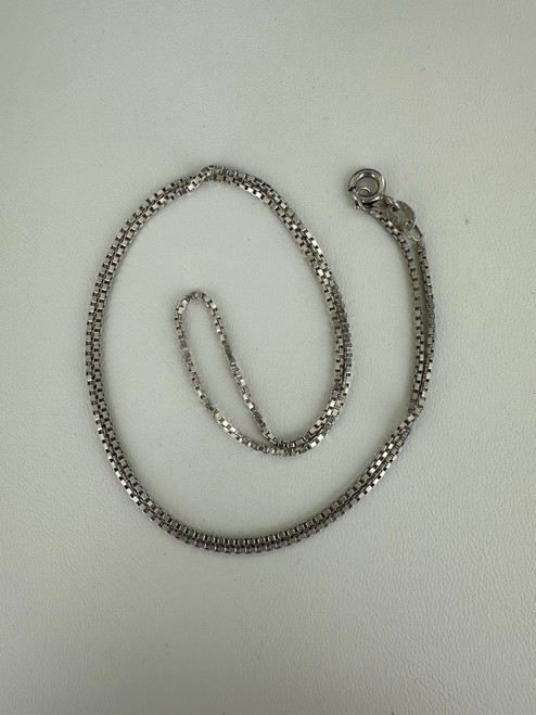 Vintage Sterling Silver 1mm Box Chain Necklace 20”