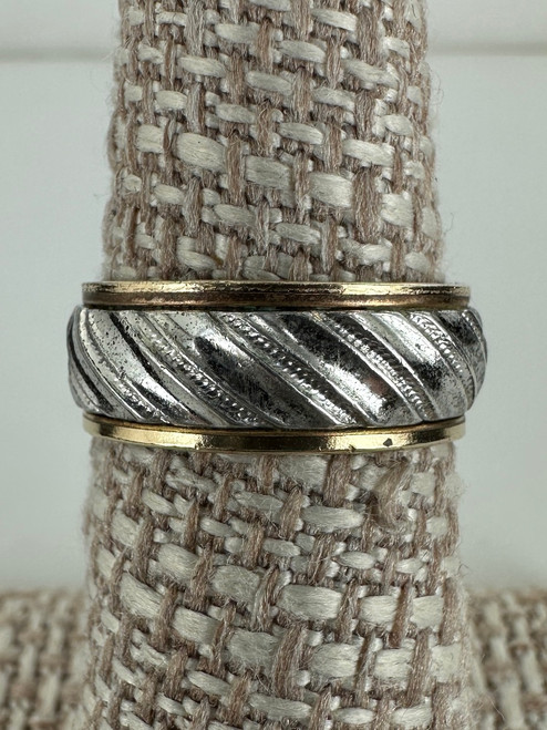 Vintage Sterling Silver Gold Filled Two Tone Spiral Band Ring 6