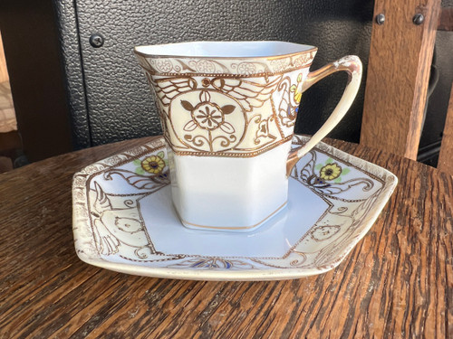 Antique Nippon Morimura Bros Hand-Painted Teacup & Saucer Set Art Noveau c. 1911