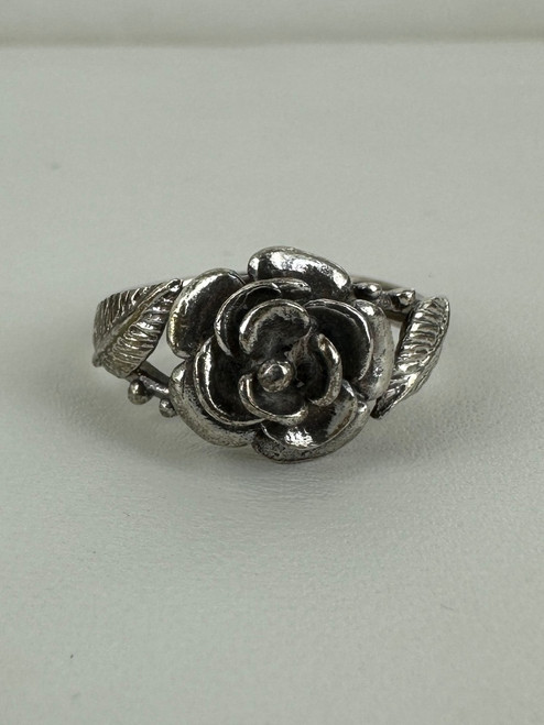 Vintage Sterling Silver Flower Rose Ring 6.5