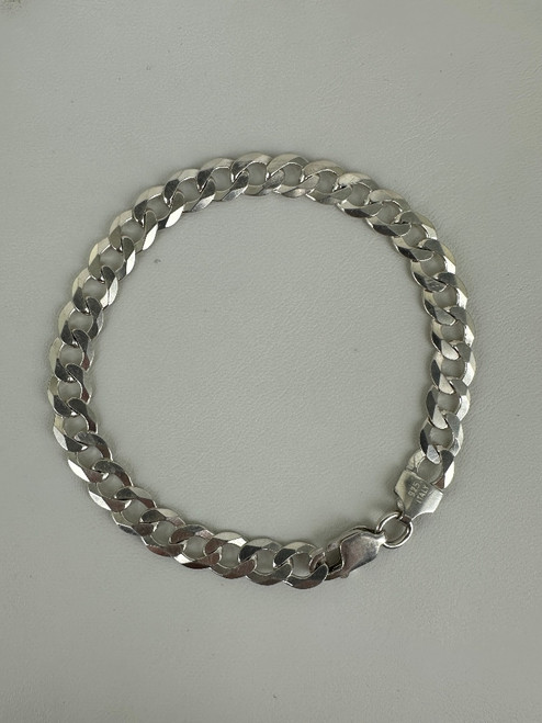 Vintage Sterling Silver 6.8mm Curb Link Chain Bracelet 7.5”