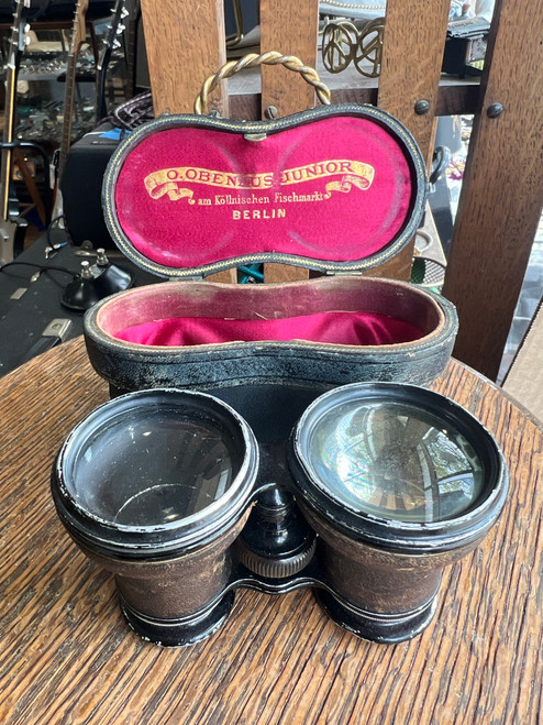 Antique German Opera Glasses Binoculars w/ Case O. Obenhaus Junior Berlin