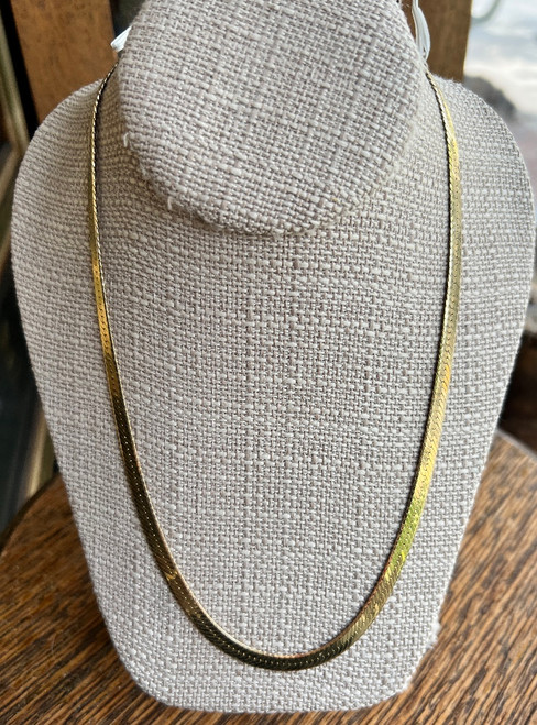 Vintage MCM Disco 70's 14k Gold Plated 5.4mm Herringbone Chain Necklace 20”