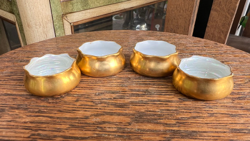 Vintage Reinhold Schlegelmilch (R.S.) Gilt Open Salt Cellars Germany Set of 4