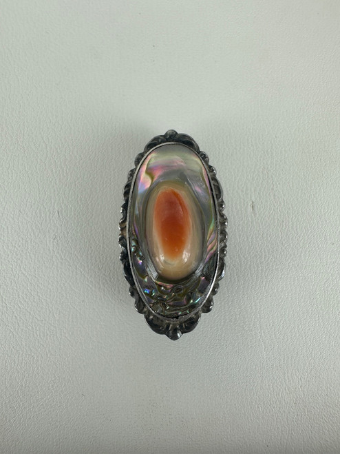 Antique Art Nouveau Sterling Silver Abalone Blister Pearl Brooch/Pin