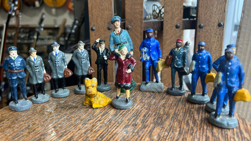 Vintage TRICO Japan Composition Village Figures 13 Pc Lot  Putz Christmas