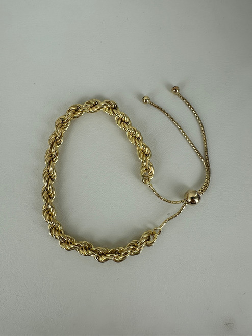 Vintage Sterling Silver Gold Vermeil Rope Chain Adjustable Bracelet