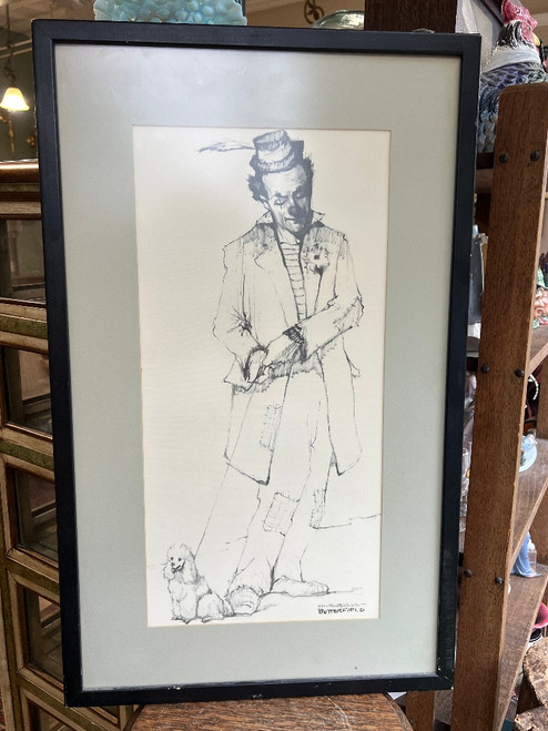 Vintage 1965 W. Cortland Butterfield Signed Limited Lithograph Clown Dog 2/200