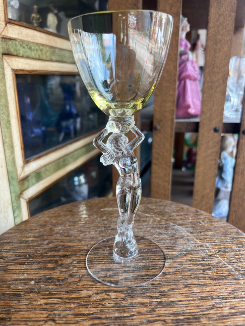 Vintage Cambridge Glass Figural Nude Stem Glass - Wine Goblet – Yellow Bowl #2