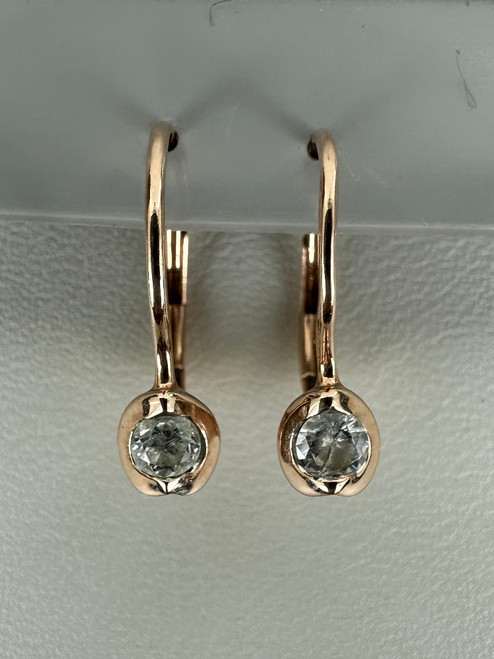 Vintage MCM 10k Rose Gold Diamond Heart Huggie Dangle/Drop Earrings