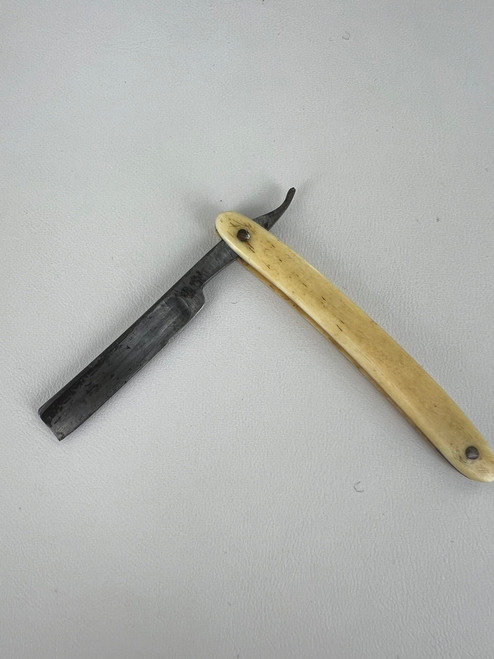 Antique Small Size Straight Razor Ox Bone Handle Wedge Blade Barber Shaving