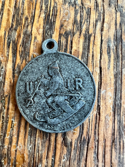 Antique ULLR Patron Saint of Skiers National Ski Patrol Lucky  Medal Charm Fob