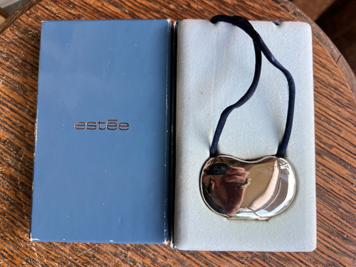 Vintage Estée Lauder "Moonbean" Solid Perfume Compact Necklace with Original Box