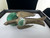 Antique Victorian Brass Bird Sewing Clamp with Green Pin Cushions & Thimble