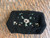 Vintage Belgian Black Glass Beaded Floral Vanity Purse & Case Set – 3 Pieces