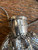 Antique Art Deco Painted Metal Mesh Beggar’s Bag Purse Floral Ship Clasp c.1920s