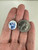 Vintage Sterling Silver Oval White Enamel Blue Flower Dangle/Drop Earrings 1.25”