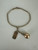Antique Art Deco 12k GF Ball Initial Tag Dangle Slide Charm Bracelet 7.25”