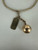 Antique Art Deco 12k GF Ball Initial Tag Dangle Slide Charm Bracelet 7.25”