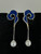 Vintage Sterling Two Tone Blue Enamel Cloud Pearl Drop Earrings