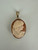 Vintage 14k Gold M+M Scognamiglio Double Sided Coral Conch Shell Cameo Pendant