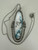 Antique Art Deco Sterling Blue White Murano Art Glass Filigree Pendant Necklace