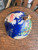 Vintage Gemstone Inlay World Globe Desk Ornament Brass Tone Wood Base