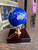 Vintage Gemstone Inlay World Globe Desk Ornament Brass Tone Wood Base
