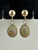 Vintage 12k GF Scarab Carved Unakite Dangle/Drop Screw Back Earrings 1.25”