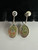 Vintage 12k GF Scarab Carved Unakite Dangle/Drop Screw Back Earrings 1.25”