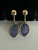 Vintage 12k GF Carved Scarab Blue Chalcedony Dangle Screw Back Earrings 1.25”