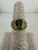 Vintage MCM 10k Gold Floral Brutalist Oval Peridot Ring 7.25