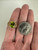 Vintage MCM 10k Gold Floral Brutalist Oval Peridot Ring 7.25