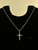 Vintage Sterling Silver Gold Vermeil CZ Cross Pendant Necklace 18.5”