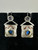 Vintage Susan Maria Sterling Mixed Metal Amethyst Square Dangle Earrings 1.5”