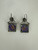 Vintage Susan Maria Sterling Mixed Metal Amethyst Square Dangle Earrings 1.5”