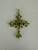 Vintage MCM 14k Gold Peridot Cluster Cross Pendant 1.75”