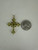 Vintage MCM 14k Gold Peridot Cluster Cross Pendant 1.75”
