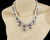 Vintage Sterling Silver 925 Cz's Crystal Glass Purple Lavender Bib Necklace 17"