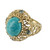 Vintage Sterling Gold Wash Filigree Designer Center Oval  Agate & Blue Spinel Cocktail Ring Sz 5