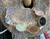 Antique Deco 10k Gold Lapis, Rose Quartz, Jade, Scarab Gemstone Bracelet 7.5"