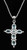 Vintage Sterling Christianity Cross 3.9 cttw Blue Topaz Necklace Rhodium 18"