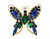 Vintage Juliana D&E Butterfly Blue Green Gold Tone Gorgeous Colors 1.50"