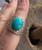 Vintage Sterling 8ct Turquoise Cab & 5.3ct Pave Crystal Cocktail Ring Sz 7.75