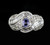 Vintage 14k White Gold Tanzanite Diamond Designer Ring Size 8