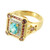 Vintage Gold Plated Pink Ruby Blue Topaz Synthetic New Old Stock Square Ring  7