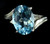 Vintage Sterling Silver Blue Topaz & Clear Paste Rhinestone Statement Ring Sz 8