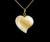 Vintage Mid Century 18k Yellow Gold Carved Bovine Bone Heart Pendant Necklace